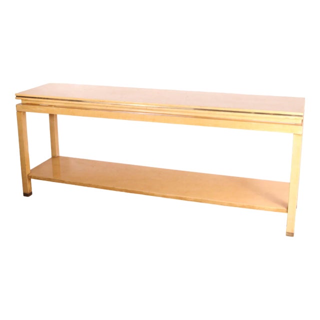 Large Console in Parchment and Brass attributed to Aldo Tura, 1970s For Sale