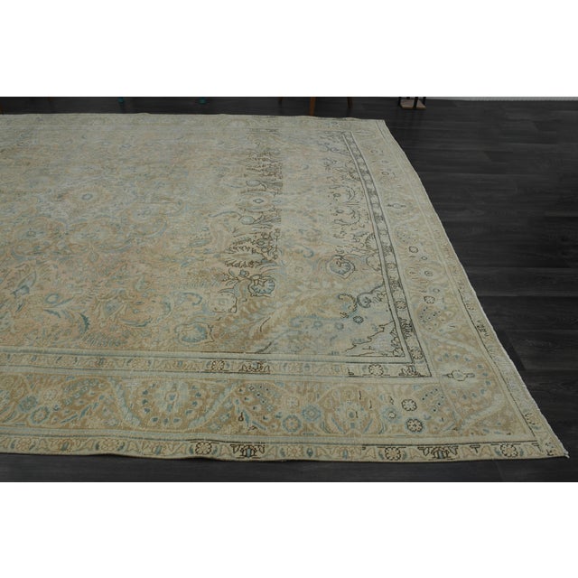 Textile 1970s Vintage Persian Handmade Wool Cotton Neutral Area Rug For Sale - Image 7 of 11