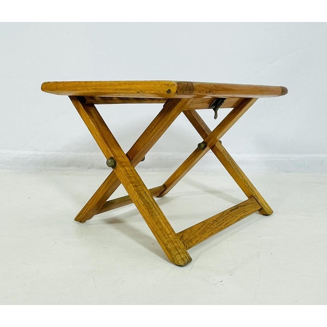Mid-Century Modern Vintage Folding Teak Slatted Stool by Summit Furniture, Outdoor or Indoor Seat For Sale - Image 3 of 16