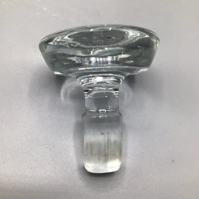 Transparent Hand Blown Bubble Bottom Ground Top Crystal Decanter With Stopper For Sale - Image 8 of 13