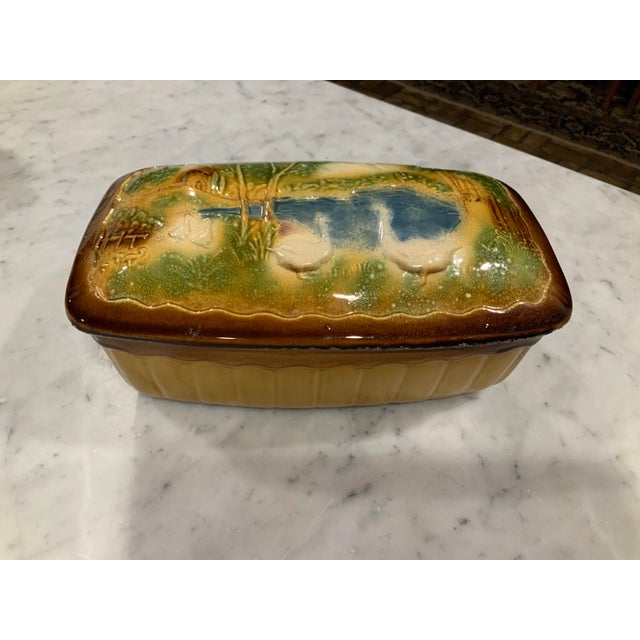Antique French Barbotine Majolica Earthenware Pâté & Game Terrine / Tureen With Geese Pond Tableau For Sale - Image 9 of 9