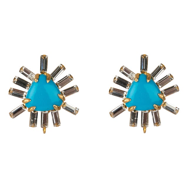 Abigail Studs, Turquoise, Clip On For Sale