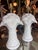 Vtg. Pair Plaster White Lacquered Palm Beach Tree Table Lamps Newly Wired Brass For Sale - Image 10 of 12