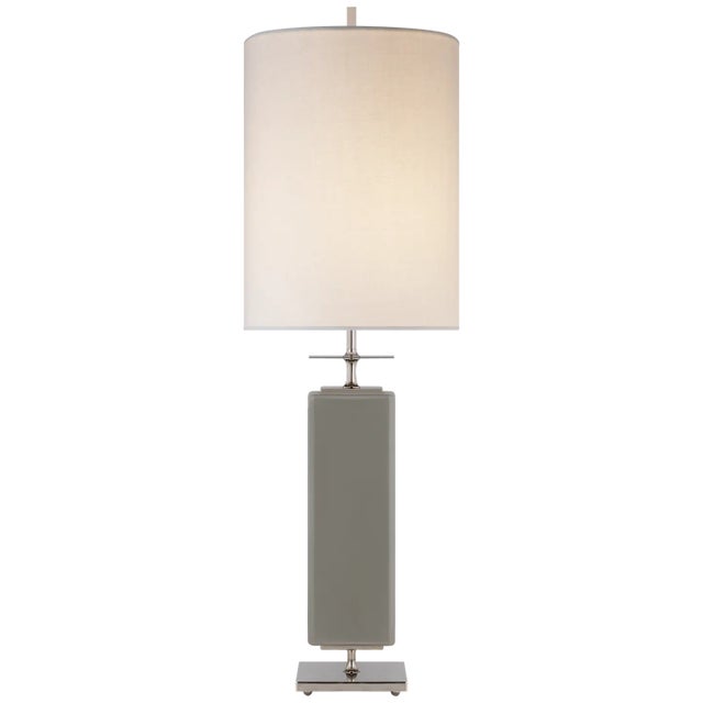 Beekman Table Lamp in Grey Reverse Painted Glass with Cream Linen Shade Designer: kate spade new york Height: 37" Shade...