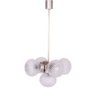 Mid-Century Czech Chandelier in Brass and Glass attributed to Kamenický Šenov, 1960s For Sale