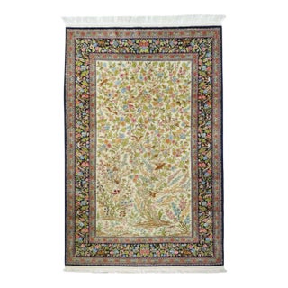 Extremely Fine Silk Persian Qum Rug 4'5'' X 7'0'' For Sale