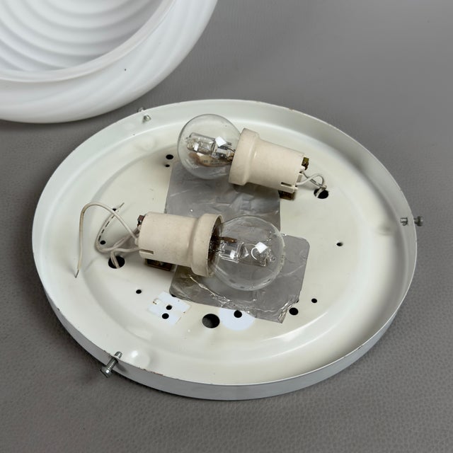White Modernist Milk White Swirl Murano Glass Ceiling Lamp, 1970s For Sale - Image 8 of 11
