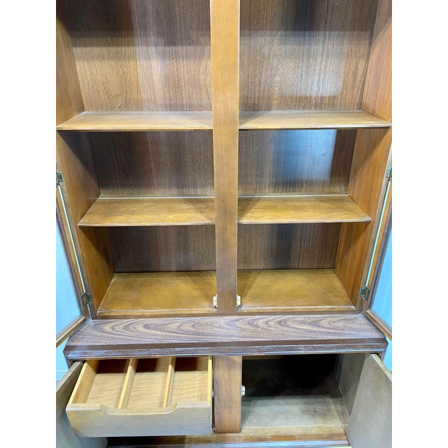 1960s Mid Century Modern Keller Furniture Colonnade Walnut China Hutch