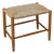 Rectangular Wooden Stool with Rush Seat, 1970s For Sale
