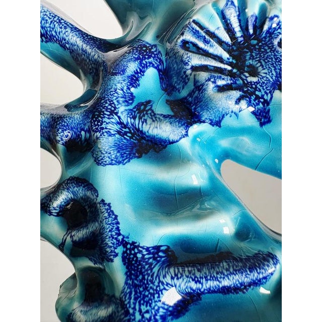 Blue Wall Decoration in Glazed Ceramic, France, 1970 For Sale - Image 12 of 15
