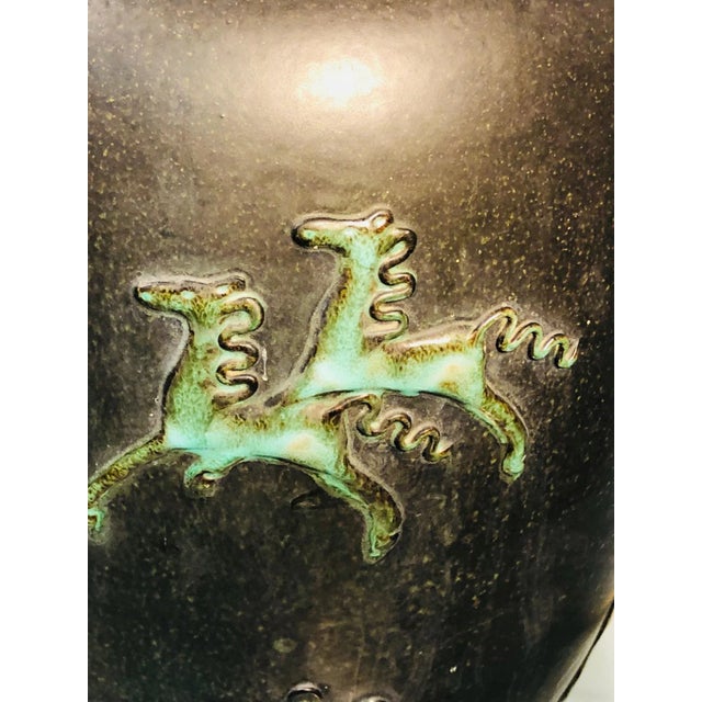 Modern Mid 20th Century Italian Ceramic Vase With Horses For Sale - Image 3 of 8
