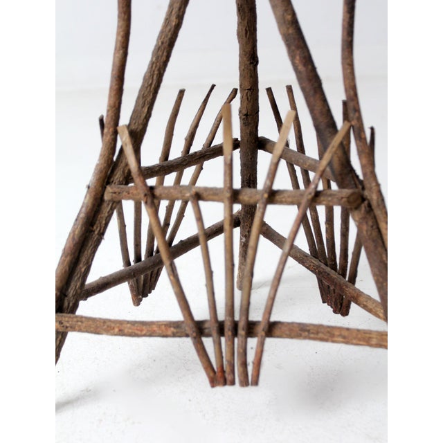 Brown Antique Adirondack Twig Planter Table For Sale - Image 8 of 12