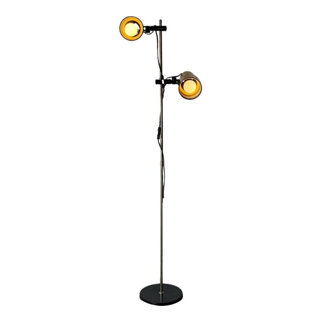 1950s Mid-Century Modern Metal Floor Lamp With Adjustable Shades For Sale