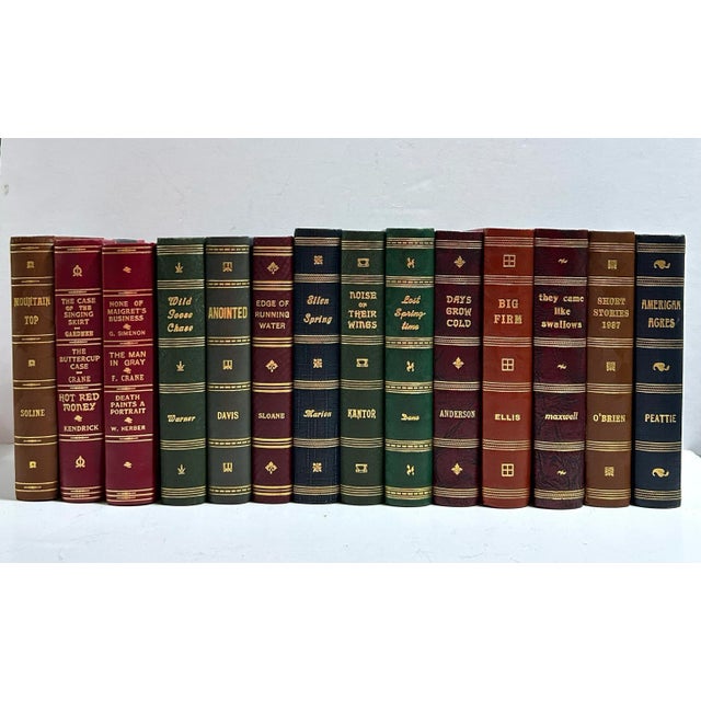 Antique Decorative Book Set – 14 Vintage Red, Blue, Green & Gilt Library Books for Shelf Styling For Sale - Image 10 of 12