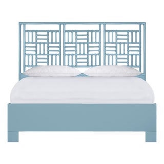 Finn Platform Bed King - Pool Blue For Sale
