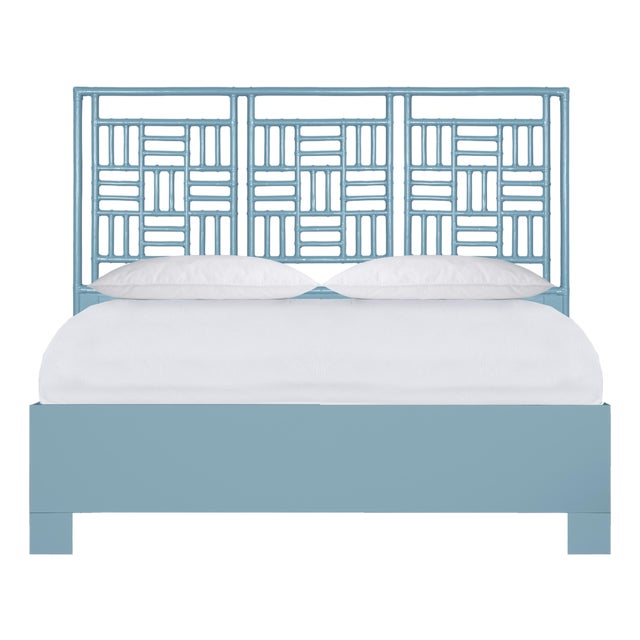 Finn Platform Bed King - Pool Blue For Sale