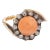 Antique Victorian Ring Coral Rose Cut Diamond 14 Karat Yellow Gold Jewellery size 7 For Sale