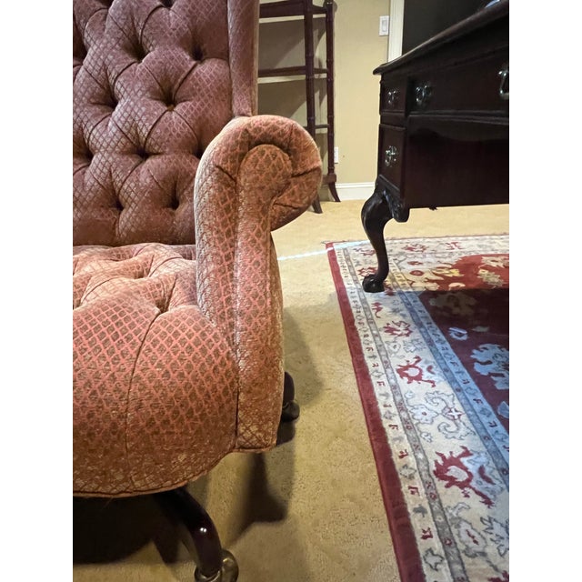 Burnt Orange Early 21st Century Tufted Office Chair by Hancock & Moore For Sale - Image 8 of 12