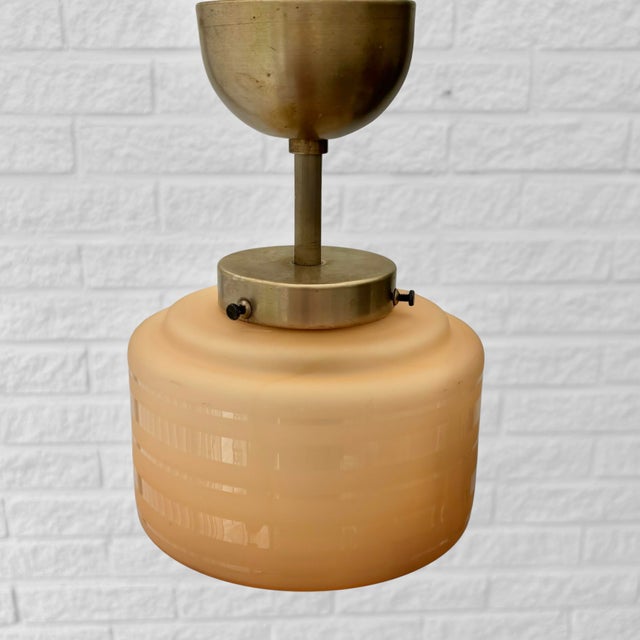 Scandinavian Modern Pendant Lamp in Havana Glass and Steel, Sweden, 1930s For Sale - Image 4 of 8