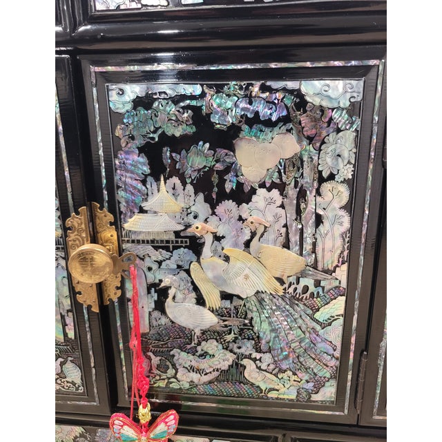 Vintage Korean Lacquer & Mother-of-Pearl Wardrobe Cabinet (Najeonchilgi) For Sale - Image 14 of 16