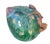This is a decorative Chinese ceramic pottery peach shape display in Oriental green and turquoise. There are relief motif...