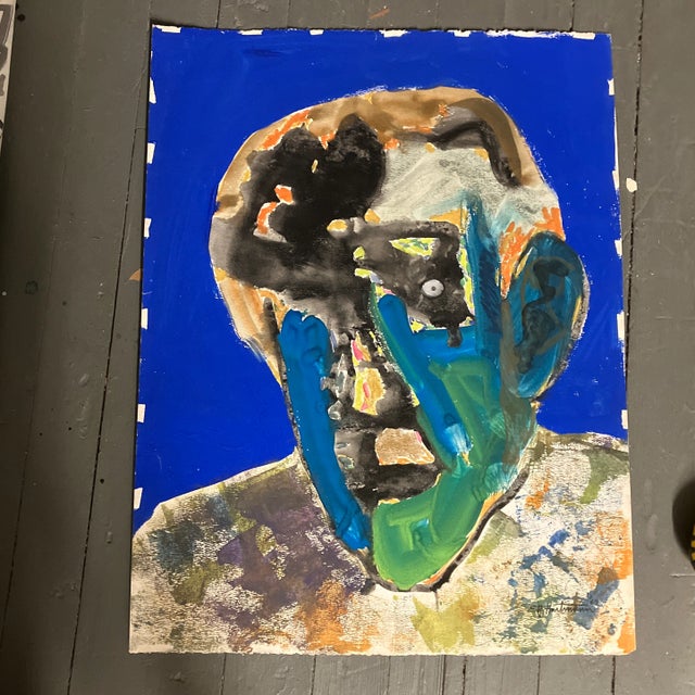 1960s 1960’s Original E.J.Hartmann Large Abstract Portrait Painting Signed For Sale - Image 5 of 5