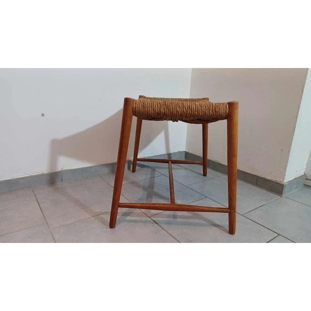 Brown Stool in Straw and Wood, 1960s For Sale - Image 8 of 12