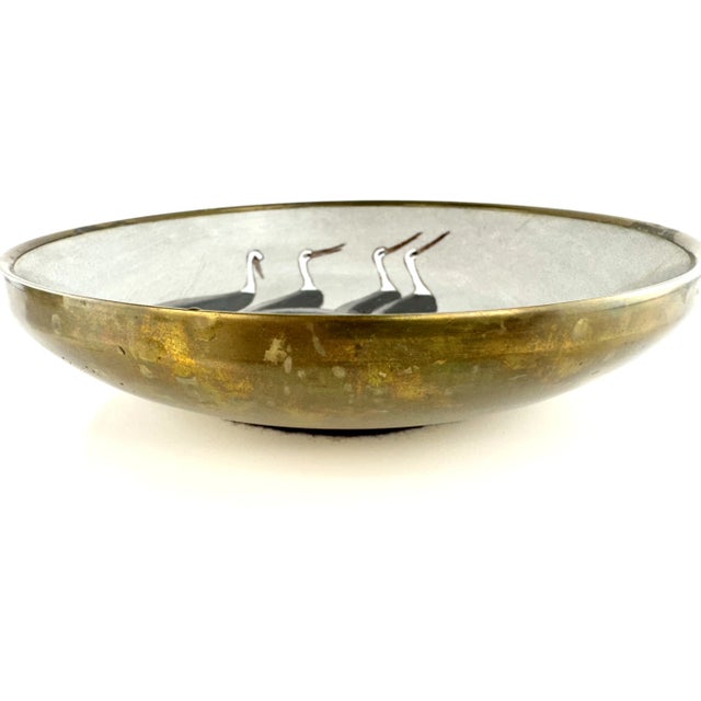 Contemporary Vintage Hand-Decorated Porcelain Bowl With Cranes by Nora Fenton Hong Kong For Sale - Image 3 of 11
