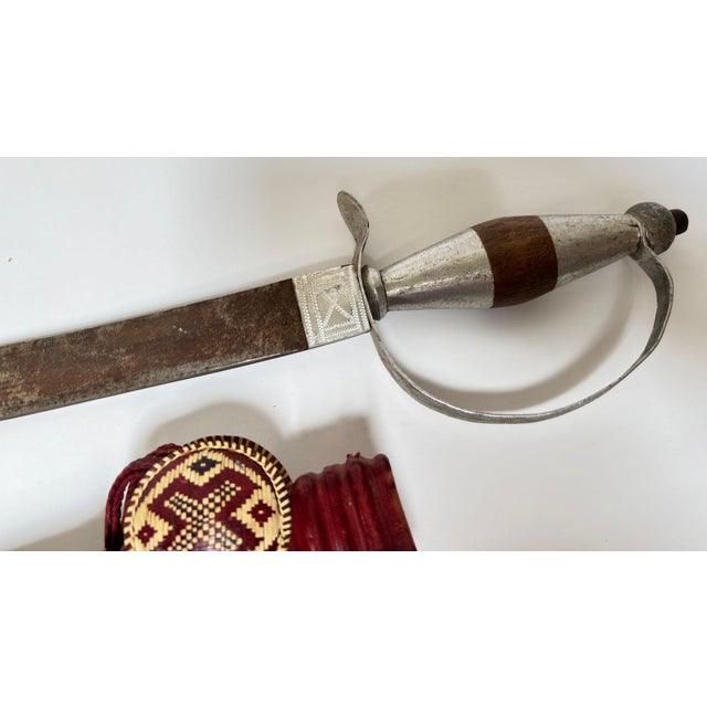 Mandinka Ceremonial Sword With Decorated Red Leather Scabbard West Africa 1950 For Sale - Image 14 of 15
