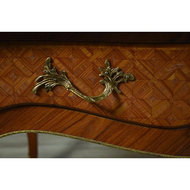 Early 20th Century Fine French Louis XVI Style Marquetry Executive Desk With Leather Top For Sale - Image 13 of 16