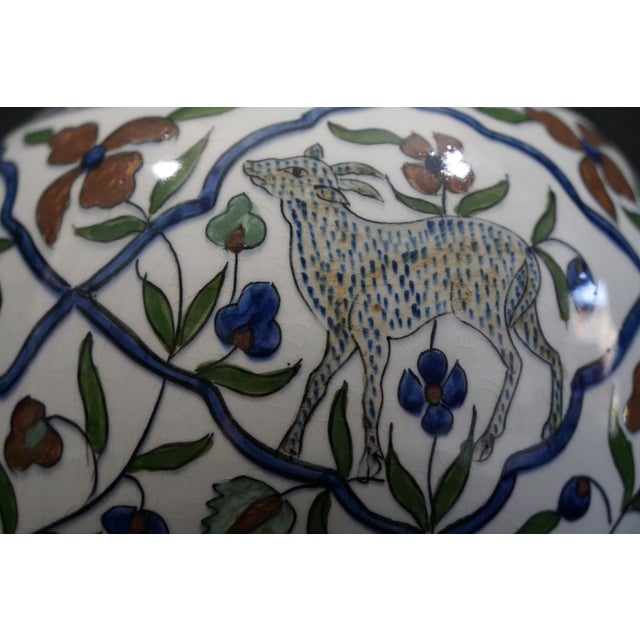 Black Mid-Century Greek Kerameios Halandri Iznik Styled Pottery Vase For Sale - Image 8 of 13