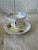 Ceramic Vintage Royal Albert Moonglow Teacup and Saucer, Rose Marie Series, English Bone China, Pink Roses & Yellow Gold Trim For Sale - Image 7 of 7