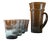 Mid-Century Modern Smoky Grey Woodgrain Bark Glass Pitcher and Tumbler Set, 1970, Set of 5 For Sale