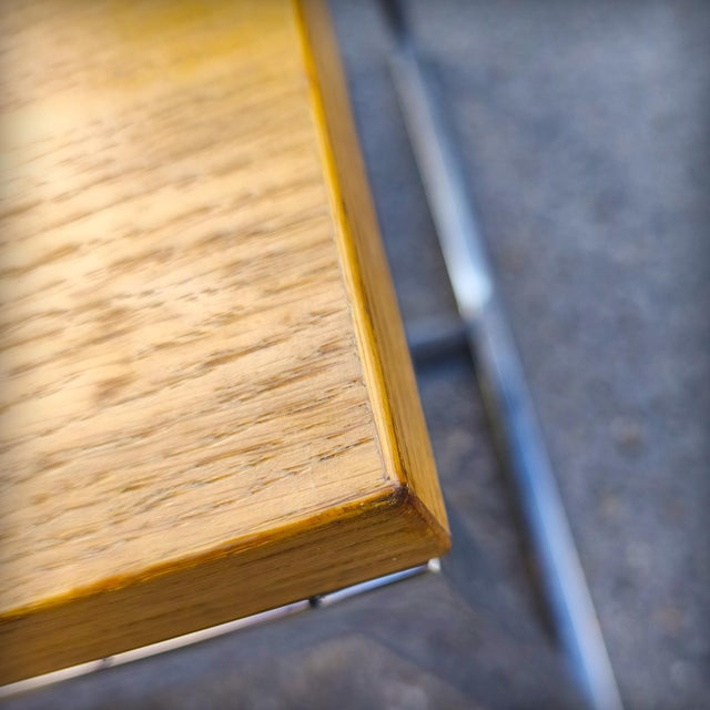Coffee Table in Oak and Chromed Steel, 1980s For Sale - Image 18 of 18