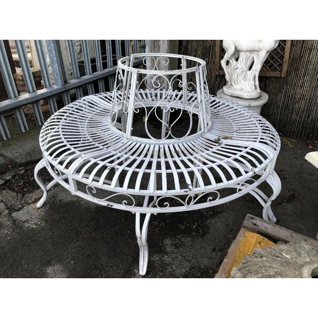 Gold Circular White Steel Tree Bench Garden Seat For Sale - Image 8 of 12