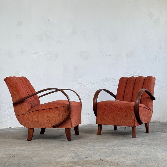 Czechoslovak Art Deco H-410 Armchairs by Jindrich Halabala for Up Závody, 1930s, Set of 2 For Sale - Image 6 of 9