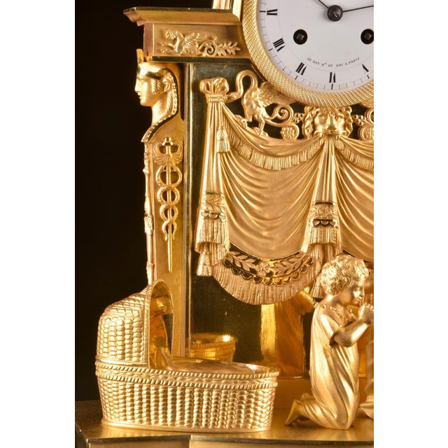 c.1820 Reiche Empire Gilt Ormolu Bronze Clock For Sale - Image 15 of 18