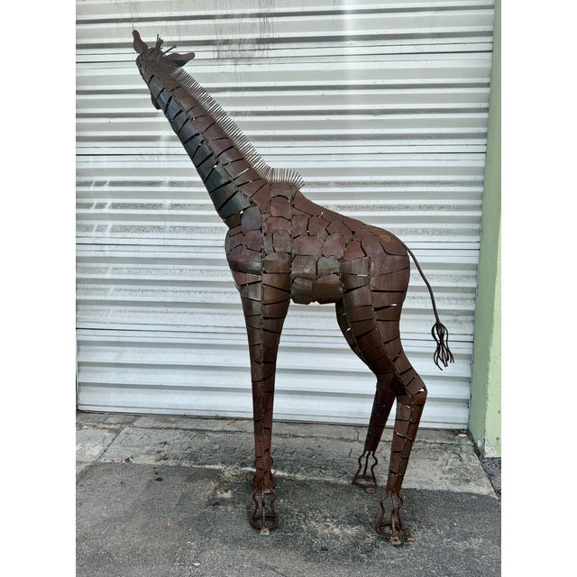 Lifesize Welded Metal Giraffe . Great Garden Decor For Sale - Image 11 of 12