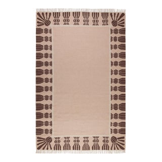 Part & Parcel Goods Wool Tassel Runner, 2’6” x 10', Bisque, Chocolate and Eggshell For Sale