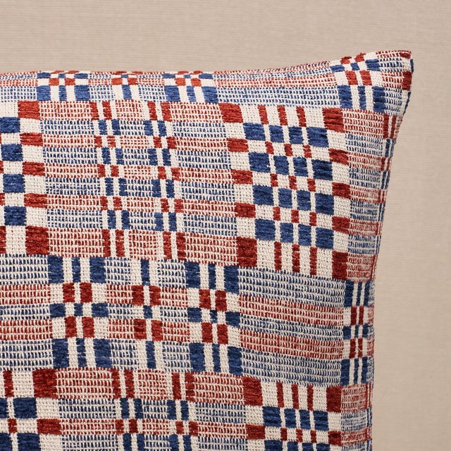 This pillow features Brimfield with a knife edge finish. Inspired by a vintage textile we found at the famed Brimfield...