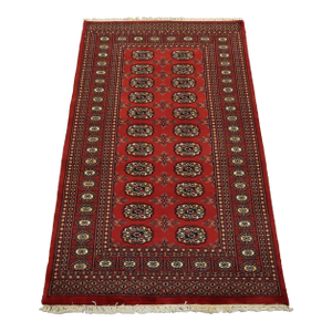Bokhara Rug 3’2” X 5’2” Red Wool Tribal Hand-Knotted Oriental Carpet