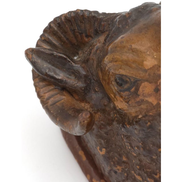 Realism Pottery Ram's Head, France Circa 1850 For Sale - Image 3 of 6