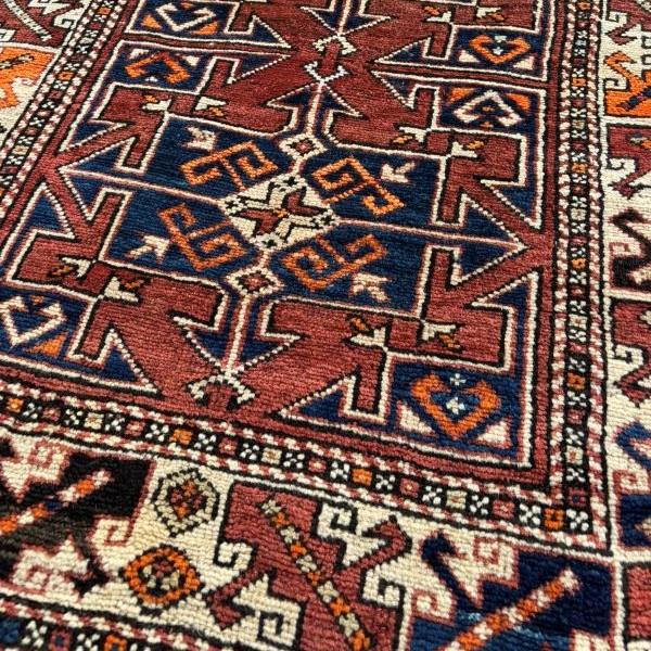 Vintage Turkish Rug | Bold Anatolian Geometric Design | 3'4" X 4' For Sale - Image 4 of 5