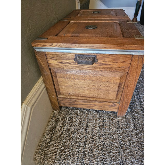 Vintage Ideal Double Icebox by the Toledo Cooker Co. | Oak & Zinc Lined | Early 20th Century For Sale - Image 4 of 5