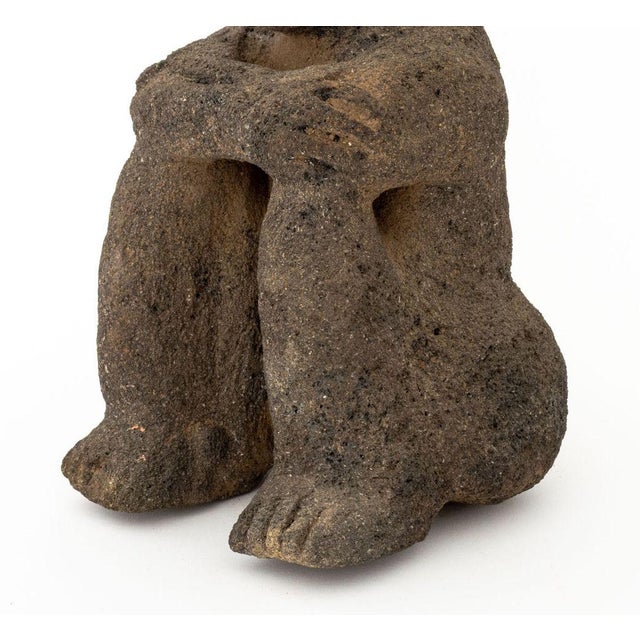15th Century & Earlier Costa Rican Seated Figure Volcanic Stone Sculpture For Sale - Image 5 of 8
