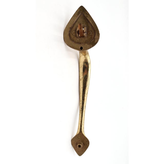 English Antique Colonial 11.25 In. Polished Brass Door Pull Handle For Sale - Image 3 of 3