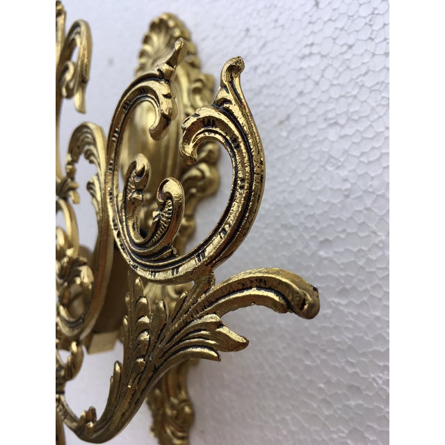 Metal 20th Century Two Lights Baroque Bronze Sconces With Bronze Lampshades - a Pair For Sale - Image 7 of 10