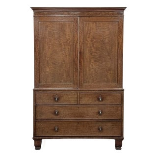 19th Century English Figured Walnut Linen Press ~ Wardrobe For Sale