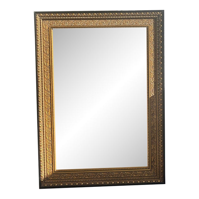 Mirror by Windsor Antique Gold Leaf Motif With Black Border For Sale
