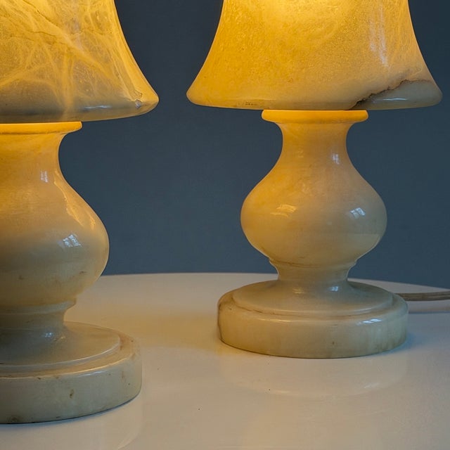 Vintage Alabaster Lamps, 1960s, Set of 2 For Sale - Image 11 of 14